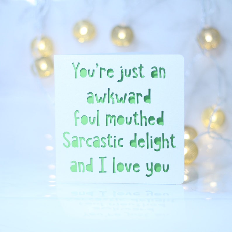 You/'re just an awkward foul mouthed sarcastic delight and I love you