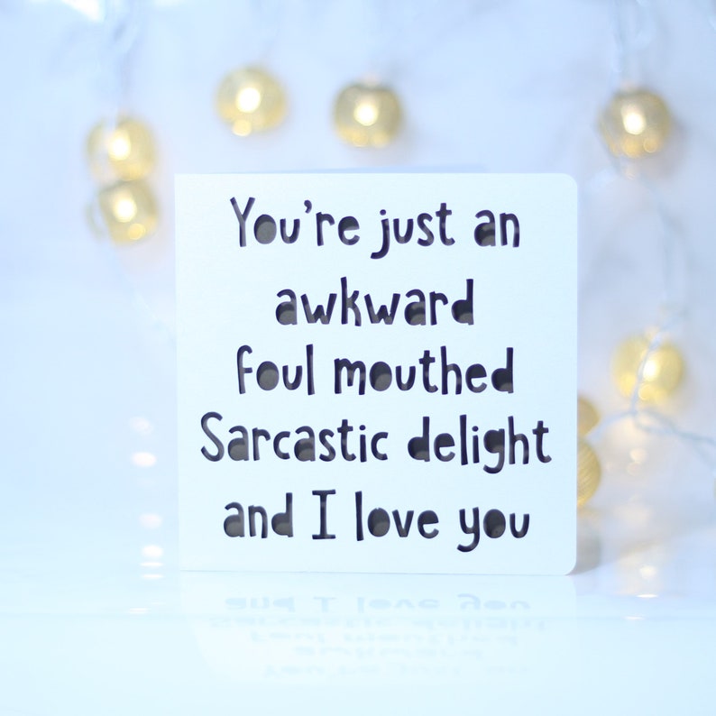 You/'re just an awkward foul mouthed sarcastic delight and I love you