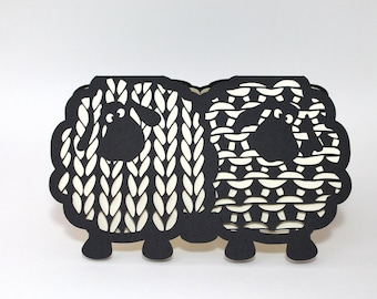 Knit Sheep Birthday Card: Papercut Knitting Gift