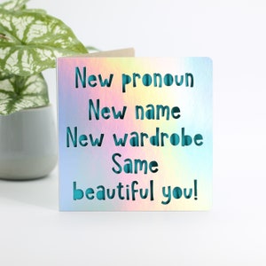Carte holographique de transition, carte transgenre, carte de support trans, carte de transition, carte mtf, carte ftm, carte queer