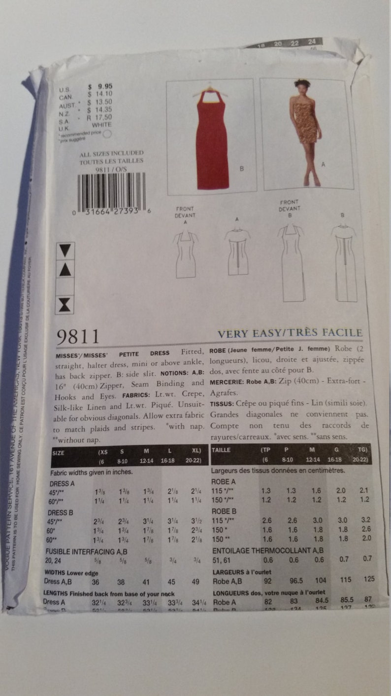 Vogue Elements Sewing Pattern 9811 Misses'/misses' - Etsy Denmark
