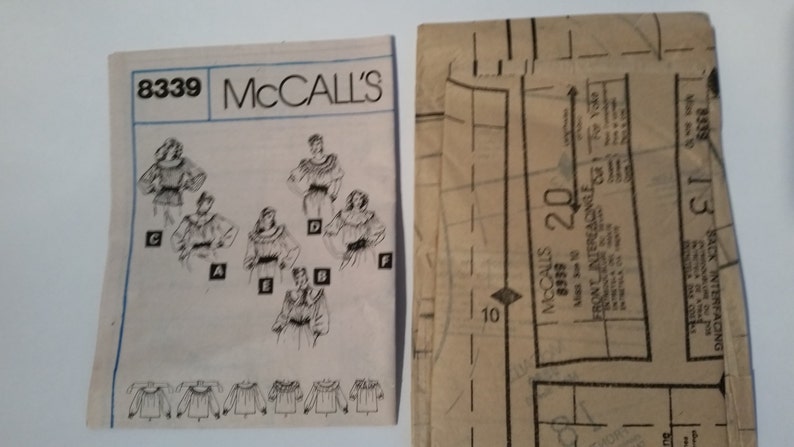 Vintage 1982 McCall's 8339 sewing pattern misses' blouse in size 10 image 3