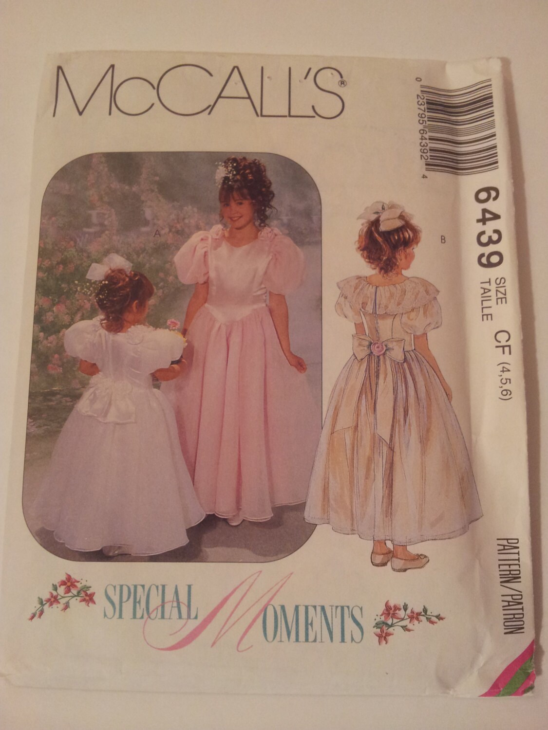 Vintage McCall's speciale ogenblikken naaien patroon 6439 kinder- en meisjes jurken met bijgevoegde petticoat in maat 4, 5, 6