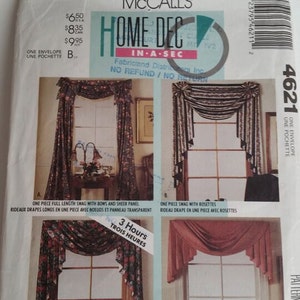 Vintage McCall&#39;s Crafts Sewing Pattern 4621 Home Decor in a Sec (swag curtains with variations)
