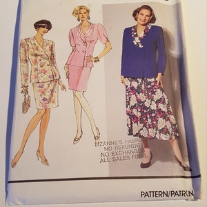 Vintage 1991 Simplicity 7564 sewing pattern - Misses&#39; Two-Piece Dress with Full or Slim Skirt in size 8, 10, 12