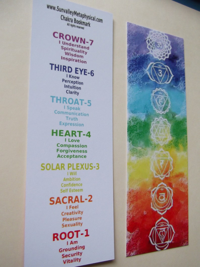 Chakra Bookmark Printed on Heavy Paperboard and Free Shipping: - Etsy