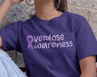 Overdose Awareness T-Shirt | Purple Ribbon Graphic Tee