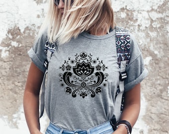 Floral Shirt - Folk Art Scandinavian Norwegian Rosemaling Shirt
