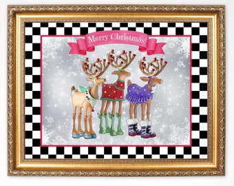 Whimsical Christmas Reindeer Printable Art