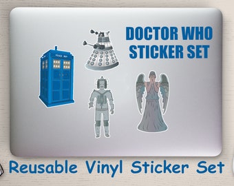 Doctor Who Sticker Set, Tardis, Dalek, Cyberman, Weeping Angel, Sci Fi Stickers, Gift for Dr Who Fans