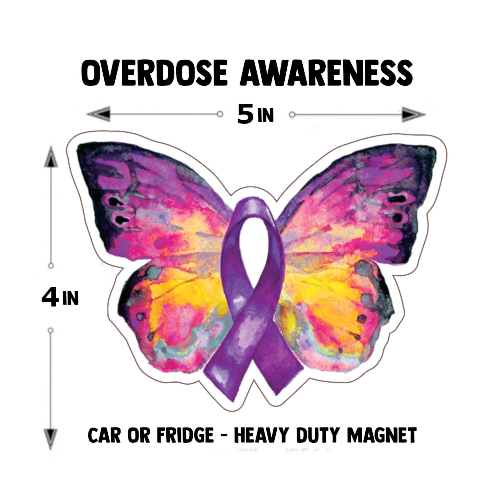 Overdose Awareness Purple Ribbon Sticker / Vinyl Decal / Car Window SUV 5x3