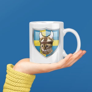 Viking Cat Sweden Flag Mug | Cat Mug | Swedish Mug