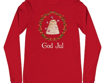 Jul Shirt, Norwegian Kransekake Print with Long Sleeves