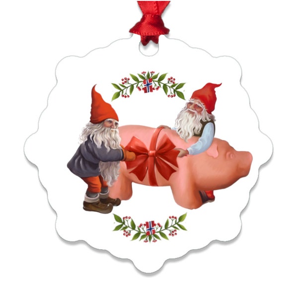 Marzipan Pig Christmas Ornament Norwegian, Recycled Ornament