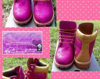 pink tims boots