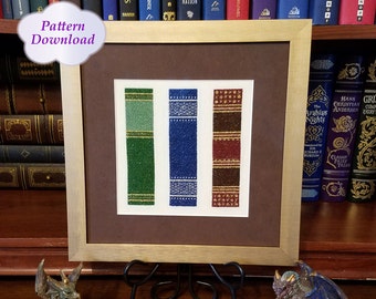 Old Book Spines Cross-Stitch Pattern - PDF Download