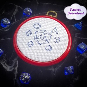 Dice Set Cross-Stitch (Backstitch/Blackwork) Pattern - PDF Download