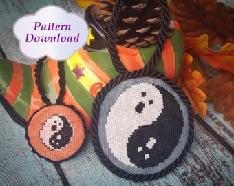 Yin Yang Ghosts - Cross-stitch Halloween Patterns - PDF Download