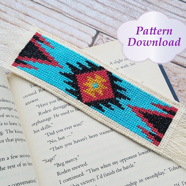 Navajo Blanket Cross-Stitch Bookmark Pattern  - PDF Download