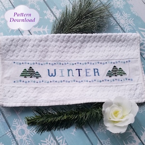 Winter Hand Towel Cross-Stitch Pattern - PDF Download