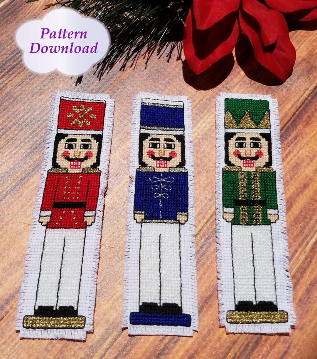 Red, Blue, and Green Nutcracker Cross-stitch Patterns Combo Pack - PDF ...