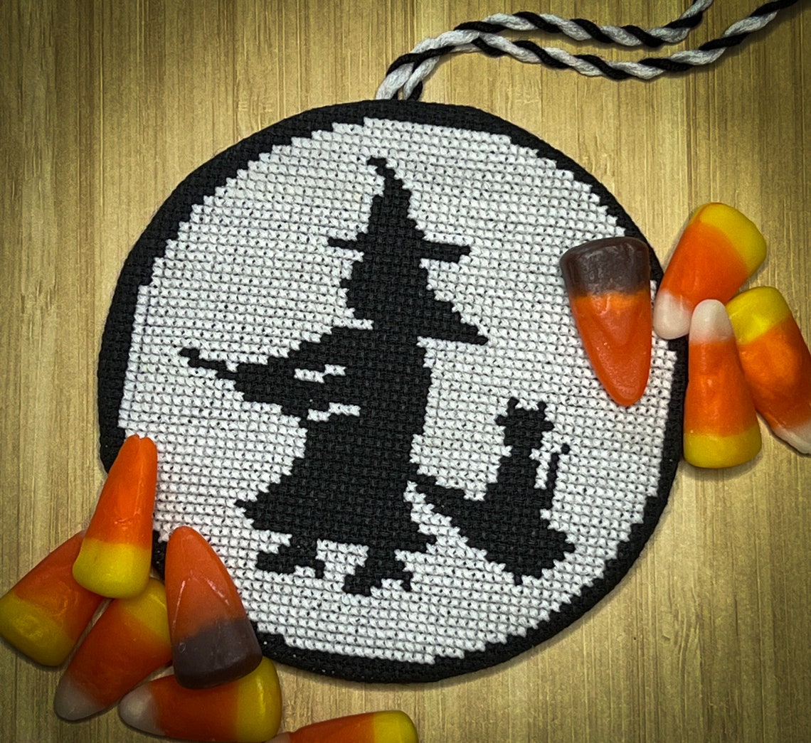 Witchy Ride Crossstitch Halloween Ornament Pattern PDF Etsy