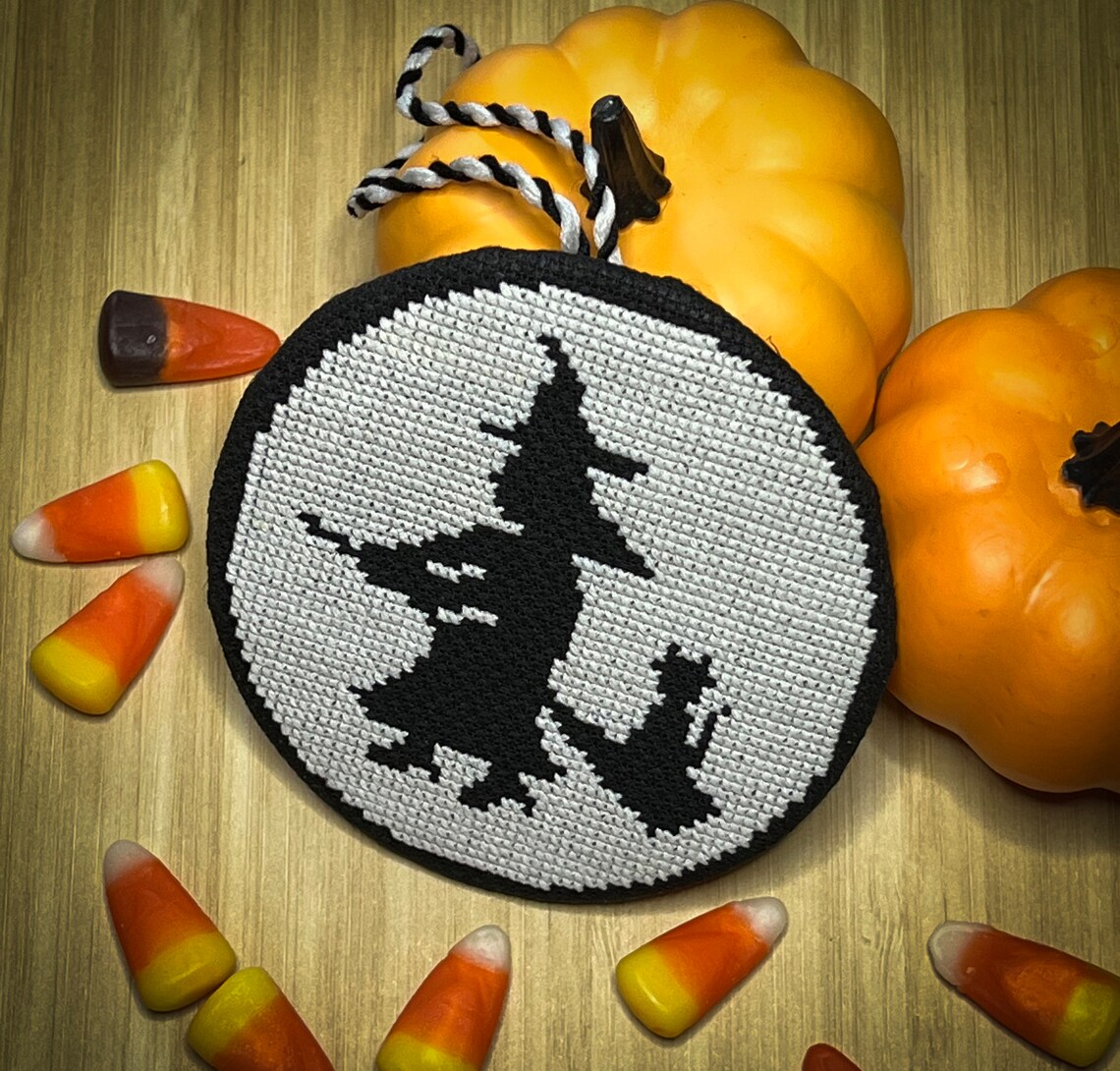 Witchy Ride Crossstitch Halloween Ornament Pattern PDF Etsy