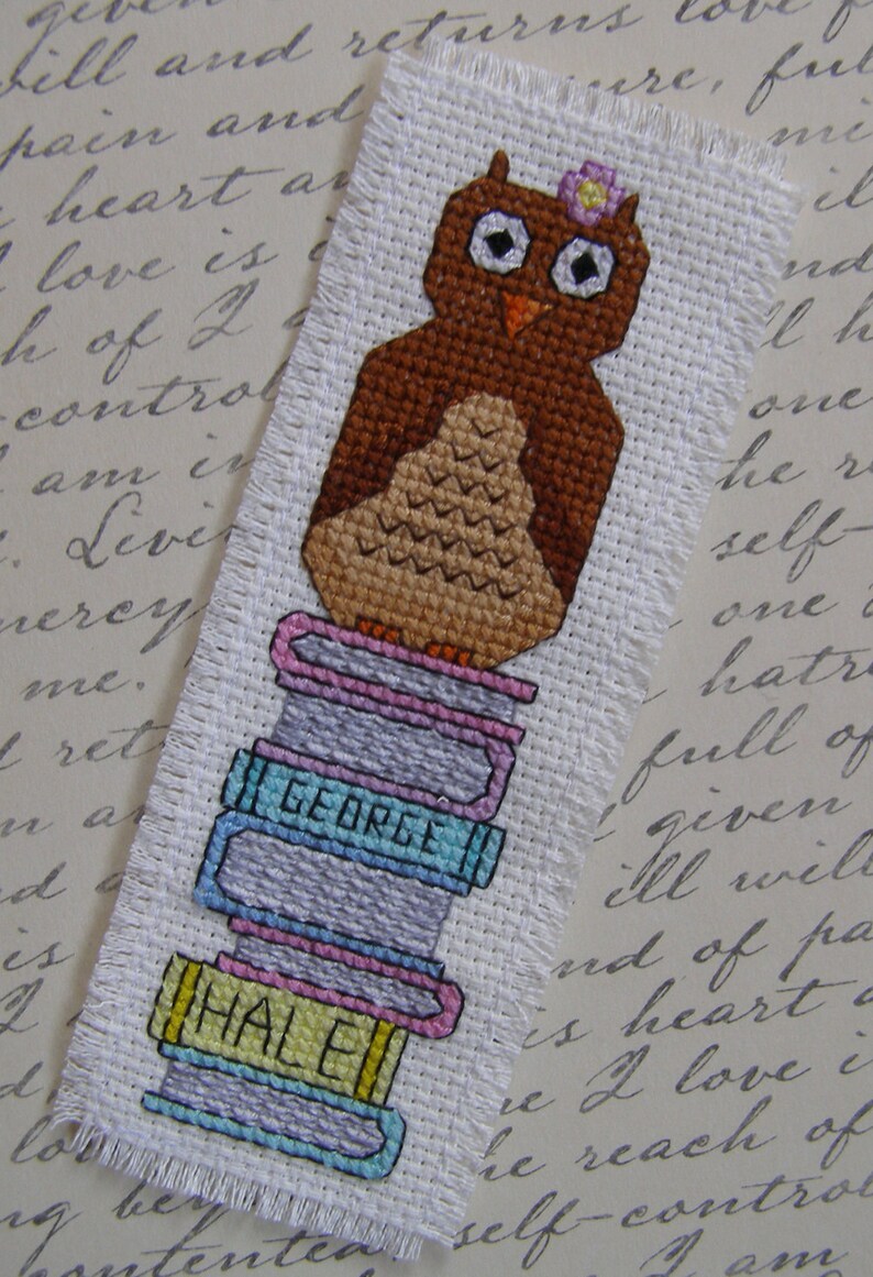 Spring Owl Sitting on Books Cross-stitch Bookmark Kit - Etsy