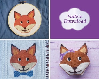 Fox Faces Cross-Stitch Patterns - PDF Download