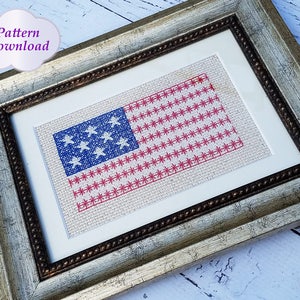 American Flag Blackwork Pattern - PDF Download