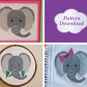 Padrões de ponto cruz com rostos de elefante - download de PDF