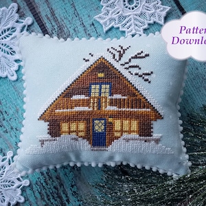 Winter Cabin Cross-Stitch Pattern - PDF Download