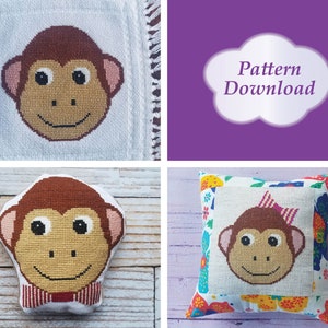 Monkey Faces Cross-Stitch Patterns - PDF Download