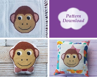 Monkey Faces Cross-Stitch Patterns - PDF Download