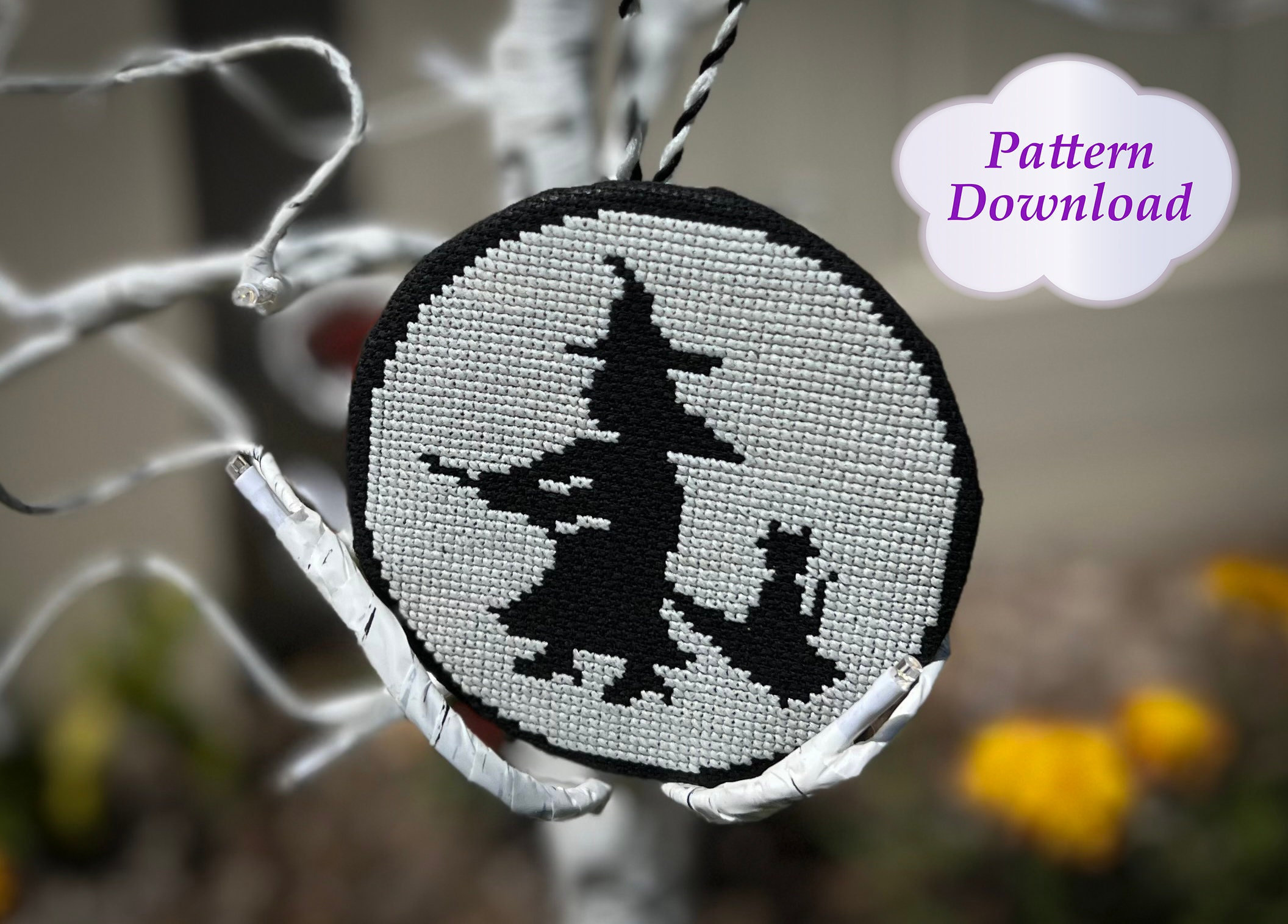Witchy Ride Crossstitch Halloween Ornament Pattern PDF Download Etsy