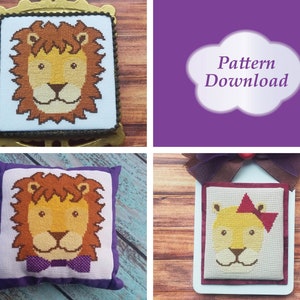 Lion Faces Cross-Stitch Patterns - PDF Download
