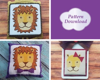 Lion Faces Cross-Stitch Patterns - PDF Download