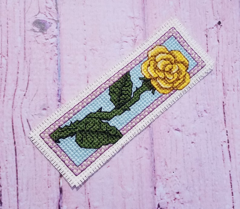 Yellow Rose Cross-Stitch Bookmark Pattern PDF Download image 3