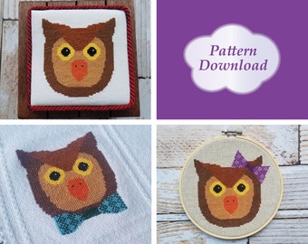 Owl Faces Cross-Stitch Patterns - PDF Download