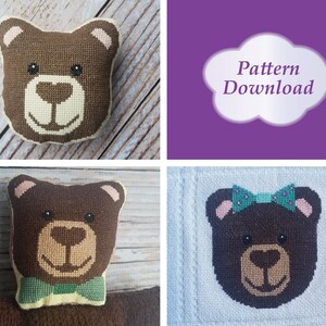 Padrões de ponto cruz com rostos de urso - Download em PDF