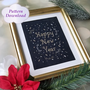 Happy New Year Cross-Stitch Pattern - PDF Download
