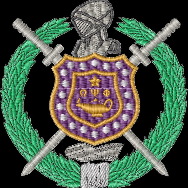 Omega Psi Phi shield sew file for embroidery