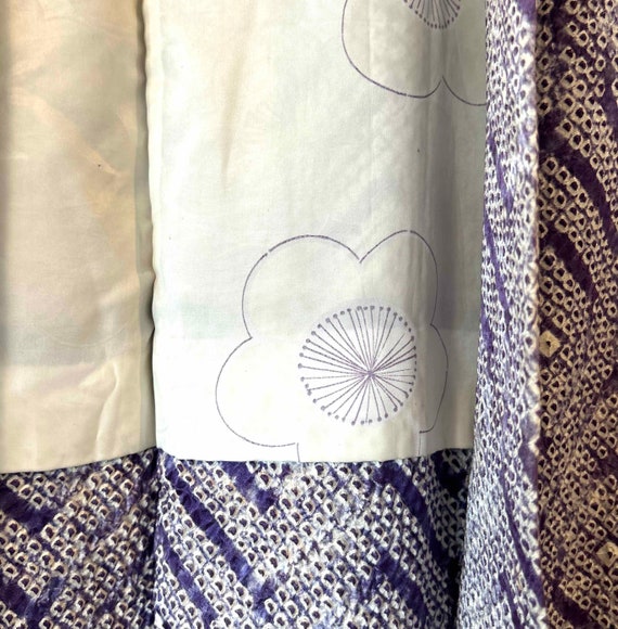 Dreamy full shibori vintage silk haori in soft vi… - image 2