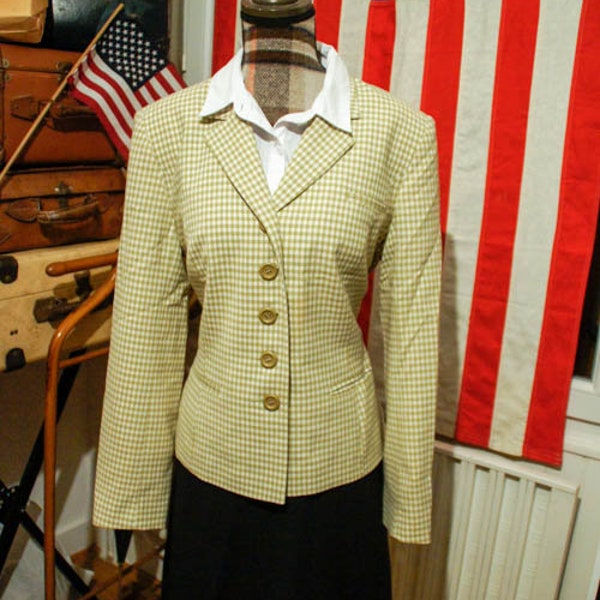 Veste tailleur vintage à carreaux style 1940 1950