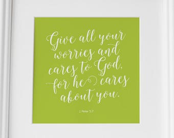 1 Peter 5:7 - 8"x8" Printable Wall Decor // Art Work