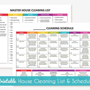 Printable Cleaning Schedule & Master House Cleaning List Package image 1