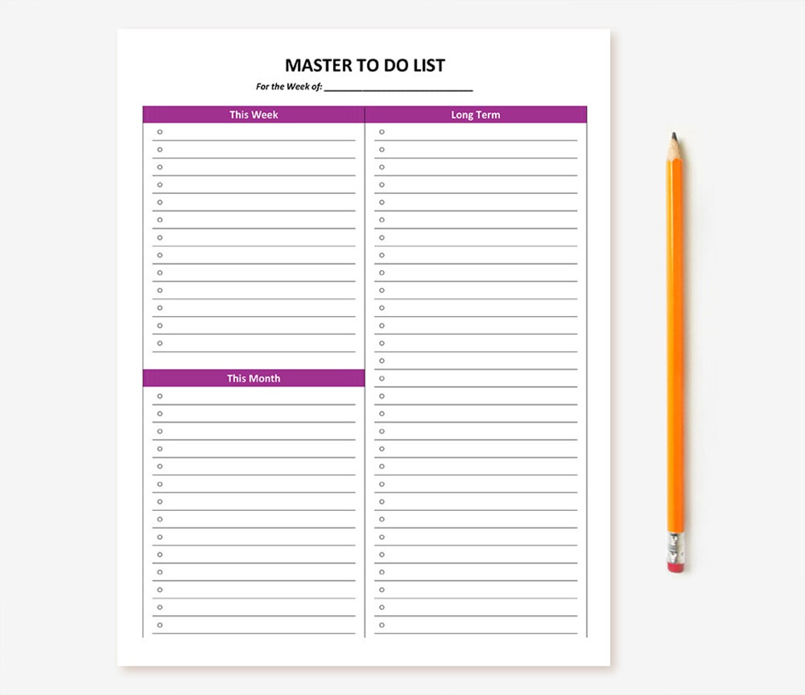 Printable Master to Do List - Etsy
