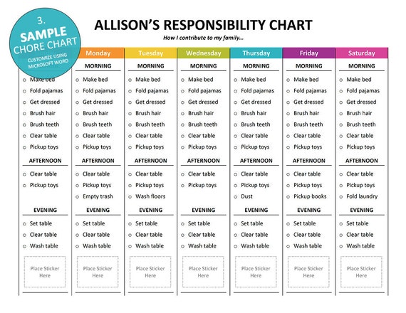 Chore Chart Creator: Unlimited Editing &amp; Printing | Chore chart ...