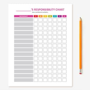 Printable Kid's Chore Chart Editable Child Responsibility Chart, Behavior Chart, Reward Chart, Job Chart, Tasks Chart for Children, DIY image 3