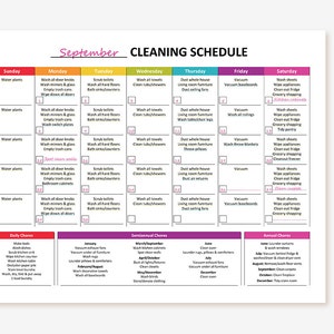 Printable Cleaning Schedule & Master House Cleaning List Package image 2